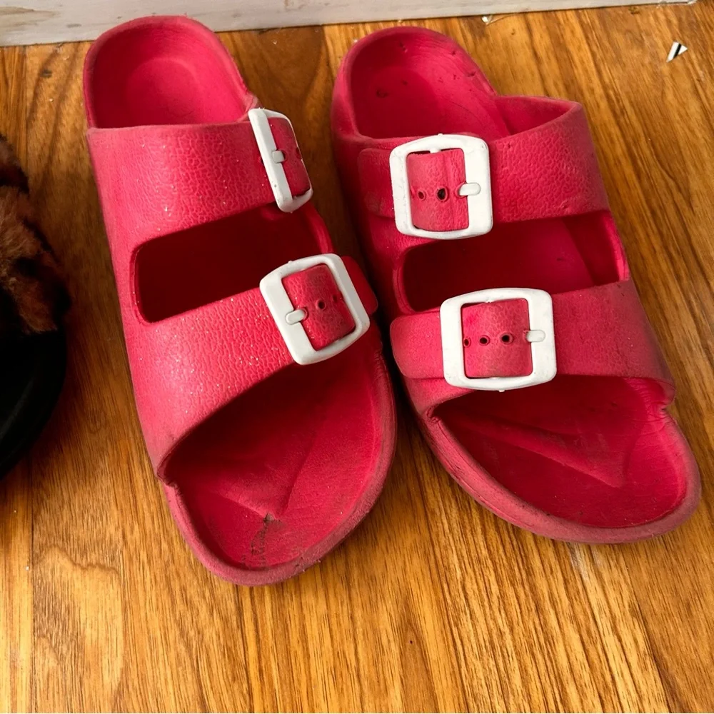Pink and leopard print Girls sandals slides 13/1